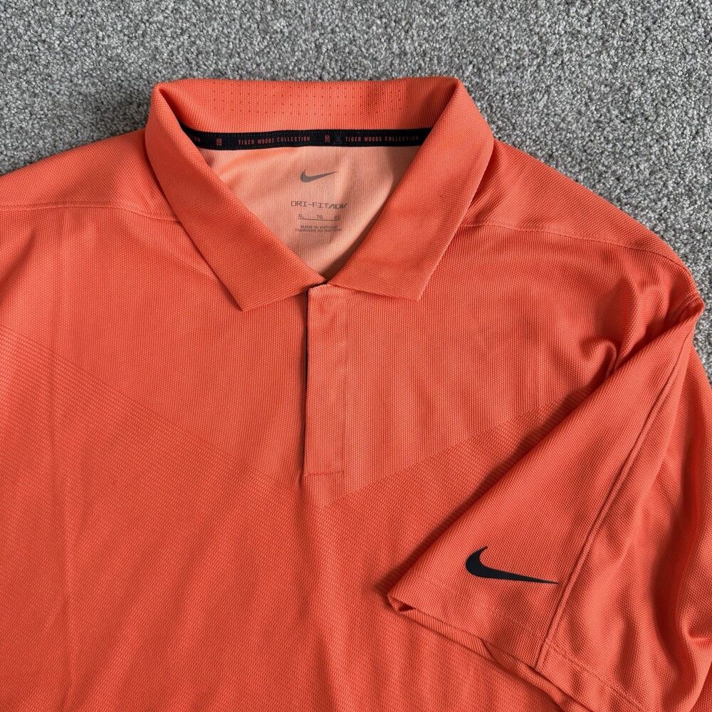 Nike Tiger Woods Dri Fit ADV Golf Polo Shirt Mens Performance Orange Size XL
